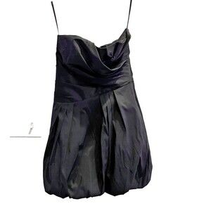 Betsy Adam Black Mini Dress Bubble Skirt 8 Women LBD Cocktail Formal Semi Ruched